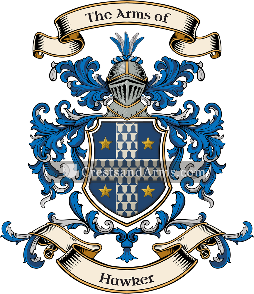 The Hawker coat of arms, drawn from the recorded blazon