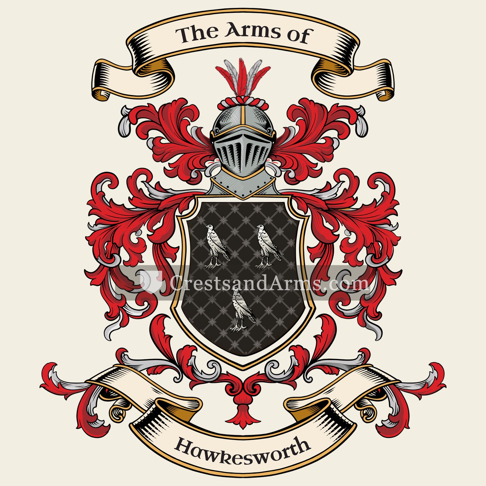 The Hawkesworth coat of arms, drawn from the recorded blazon