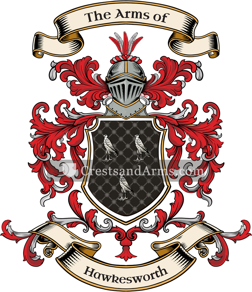 The Hawkesworth coat of arms, drawn from the recorded blazon