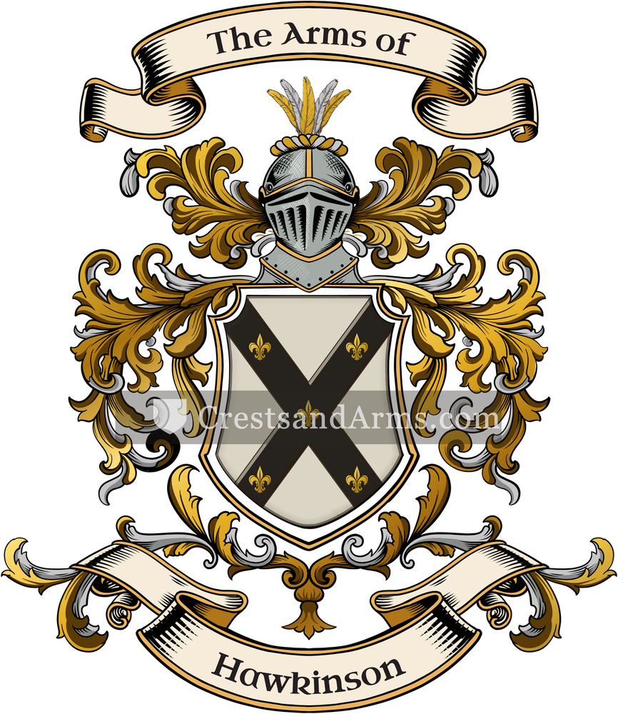 The Hawkinson coat of arms, drawn from the recorded blazon