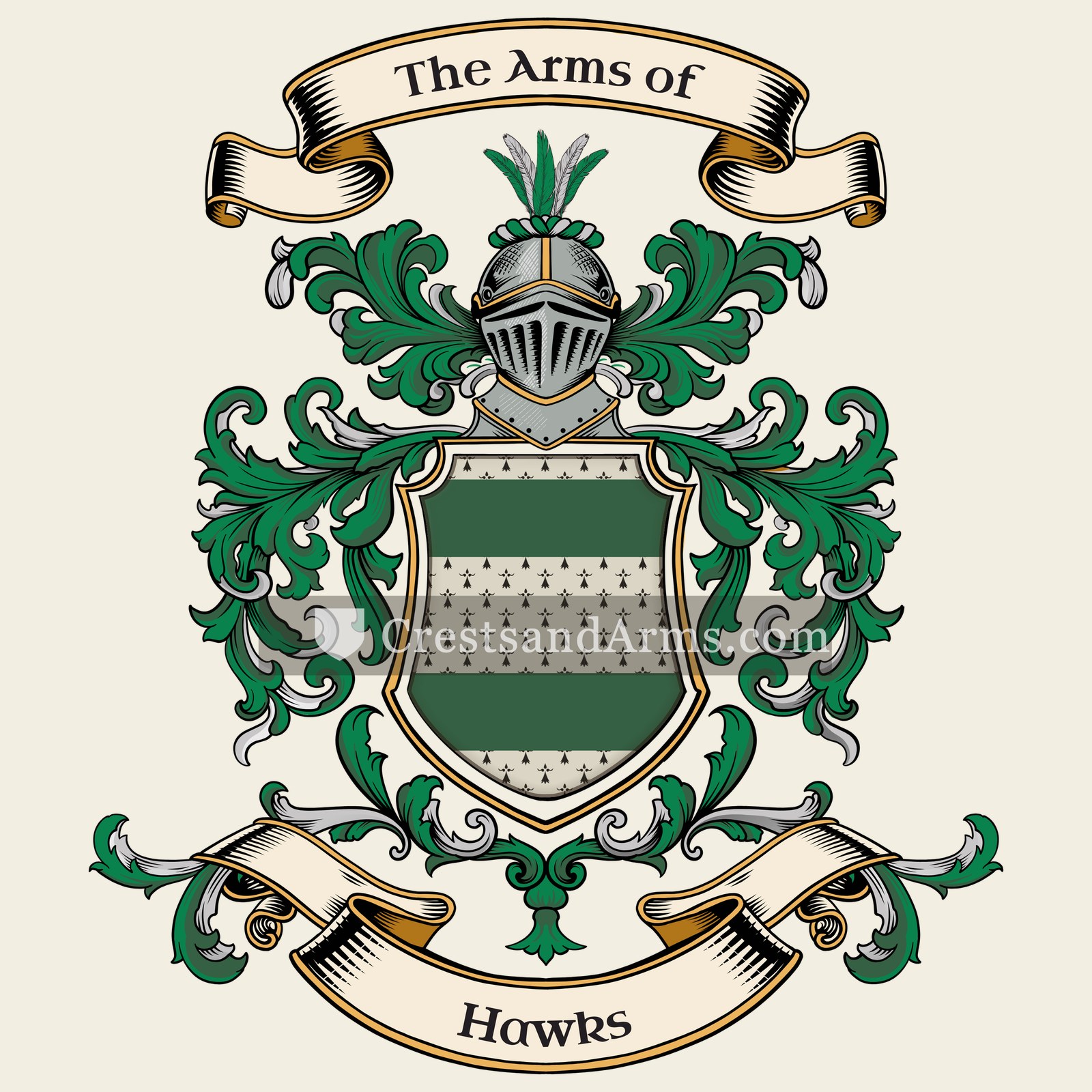The Hawks coat of arms, drawn from the recorded blazon