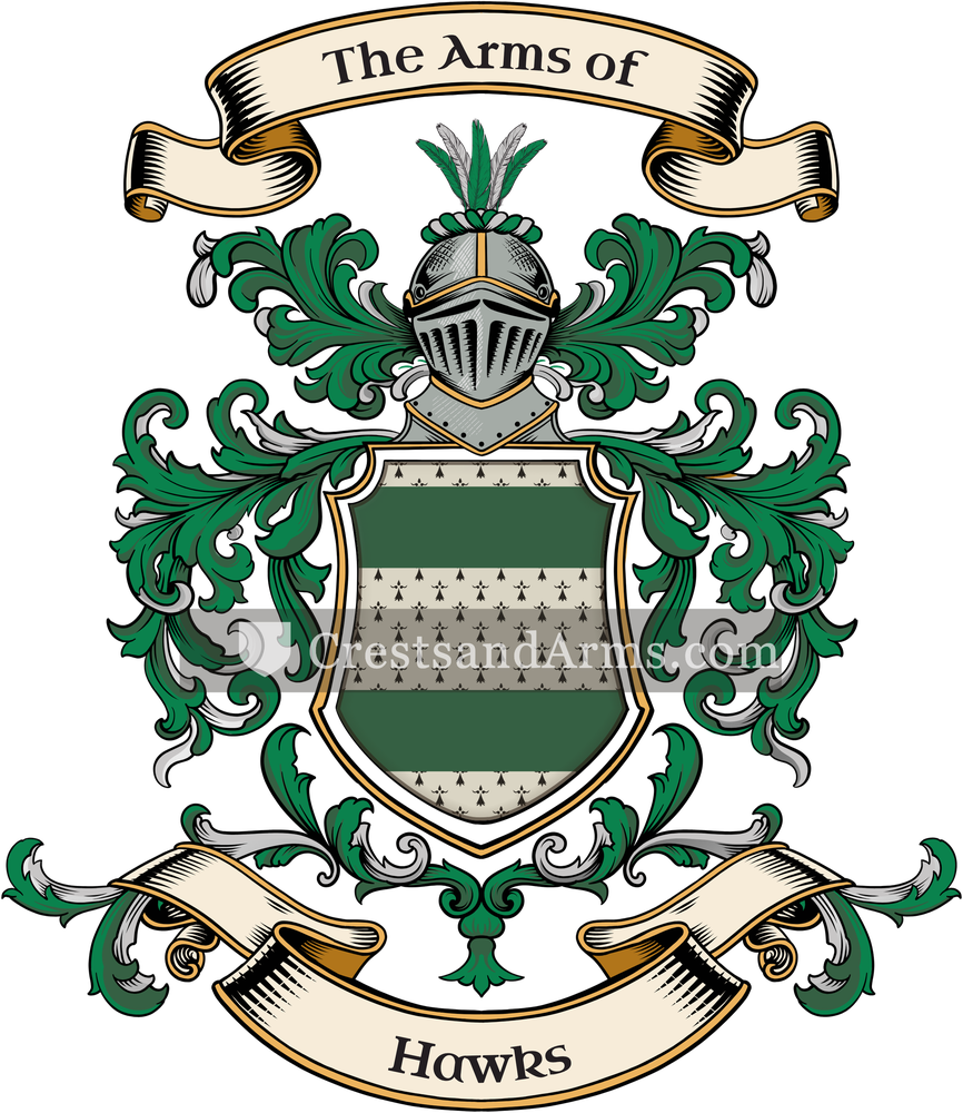 The Hawks coat of arms, drawn from the recorded blazon