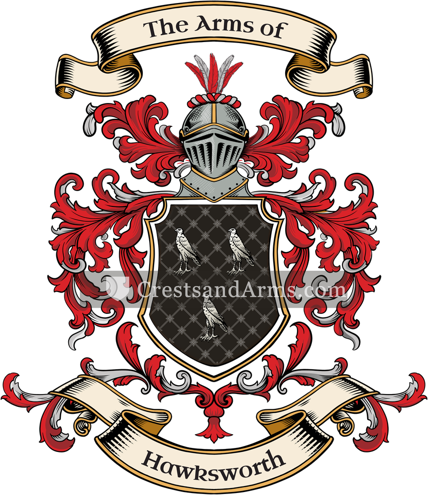 The Hawksworth coat of arms, drawn from the recorded blazon
