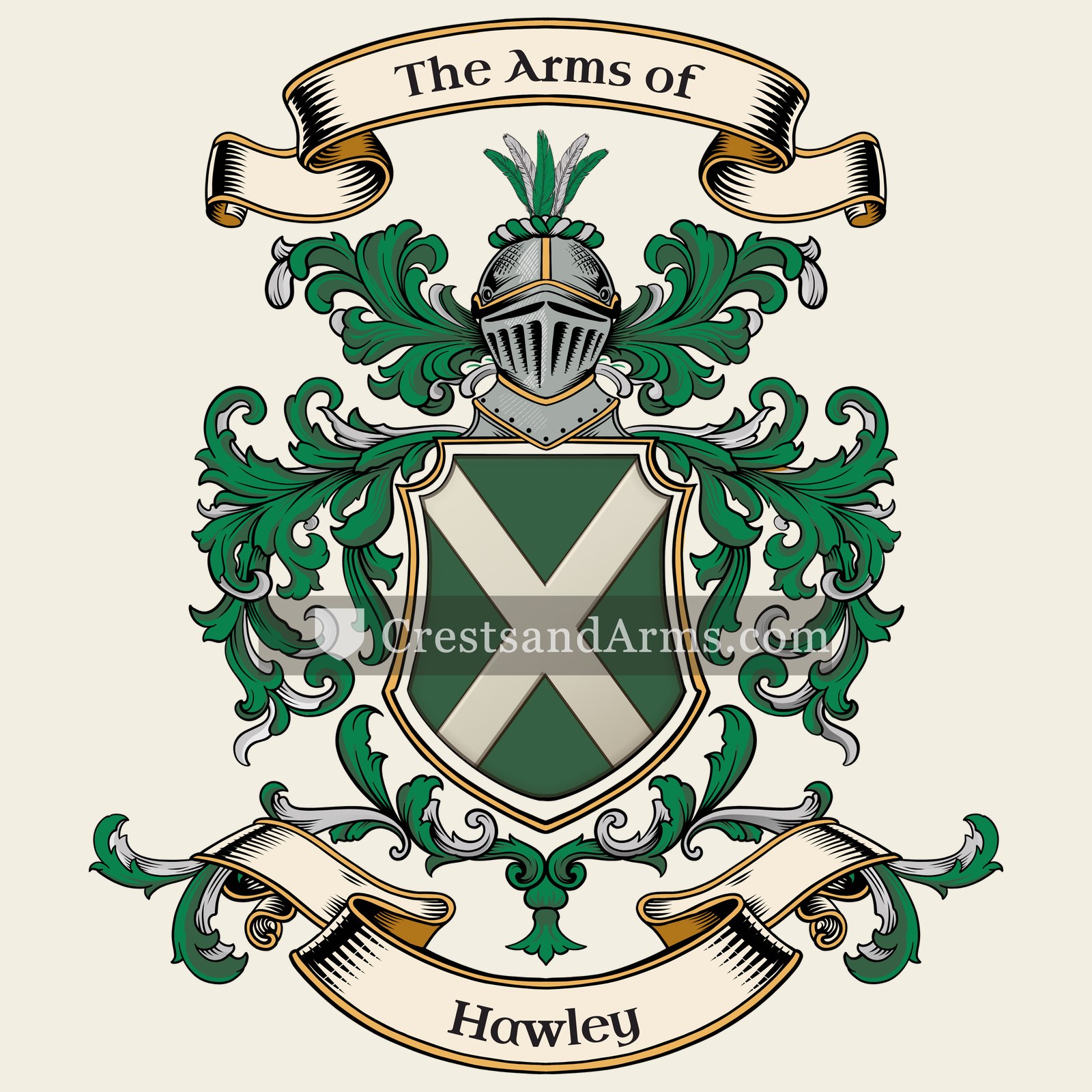 The Hawley coat of arms, drawn from the recorded blazon
