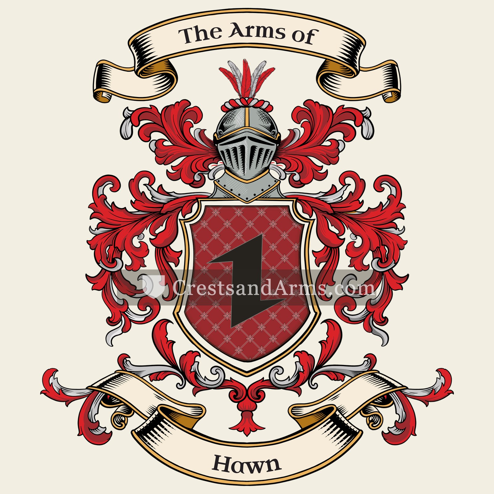 The Hawn coat of arms, drawn from the recorded blazon