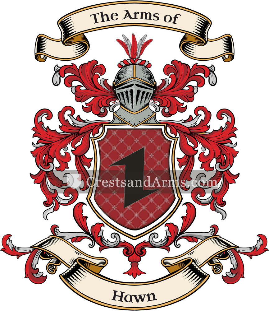 The Hawn coat of arms, drawn from the recorded blazon