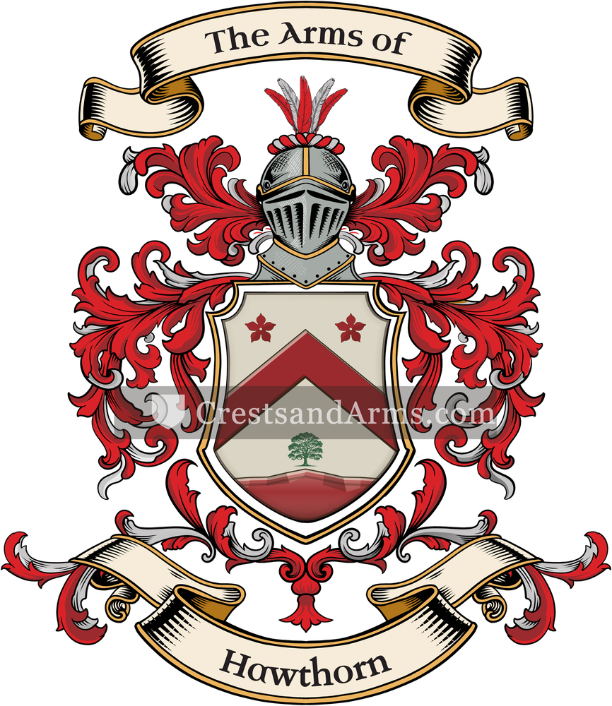 The Hawthorn coat of arms, drawn from the recorded blazon