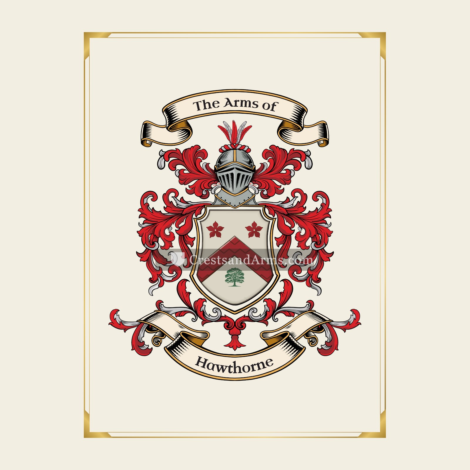 With gold border