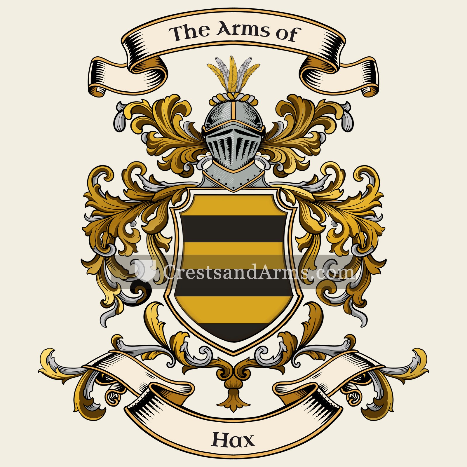The Hax coat of arms, drawn from the recorded blazon