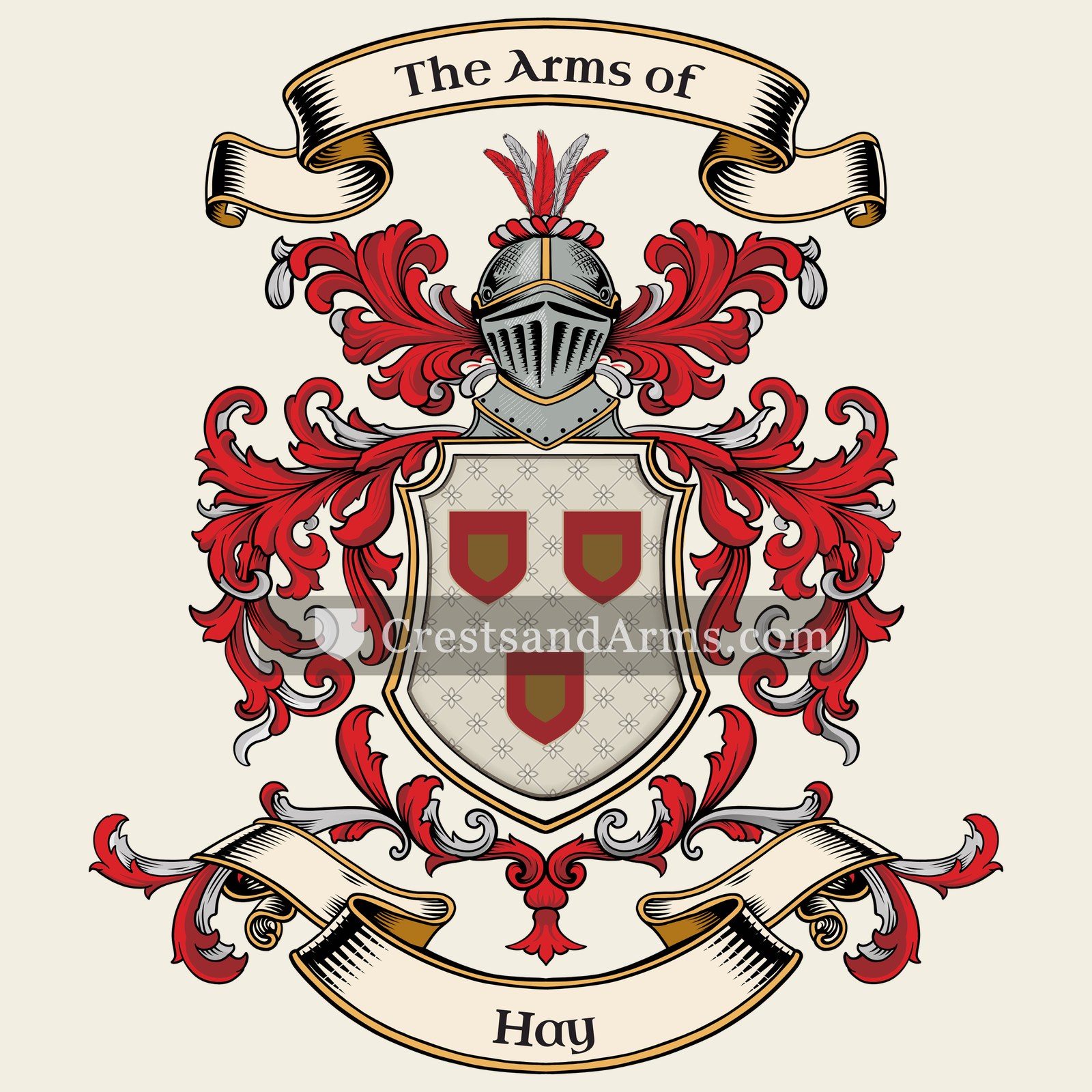 The Hay coat of arms, drawn from the recorded blazon