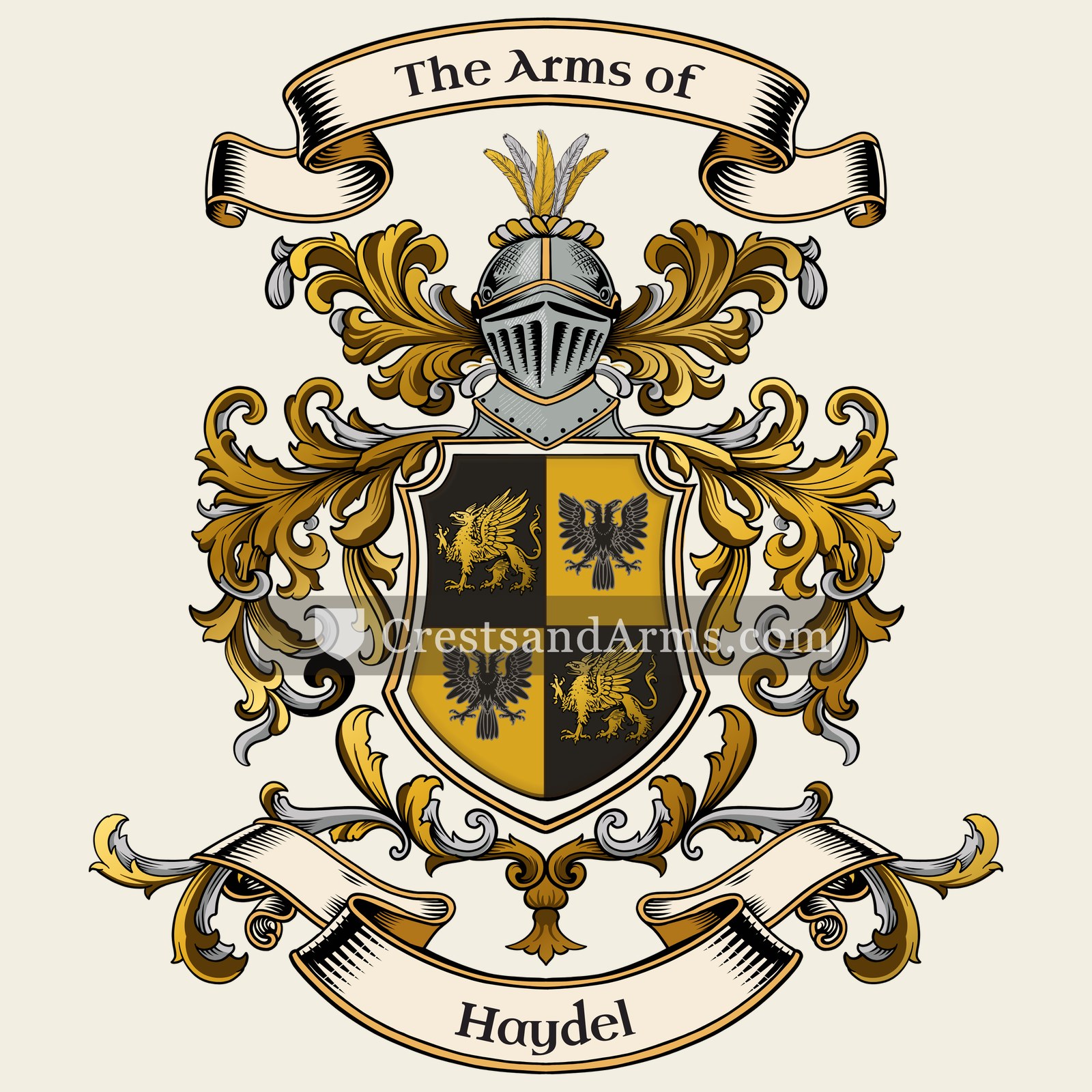 The Haydel coat of arms, drawn from the recorded blazon