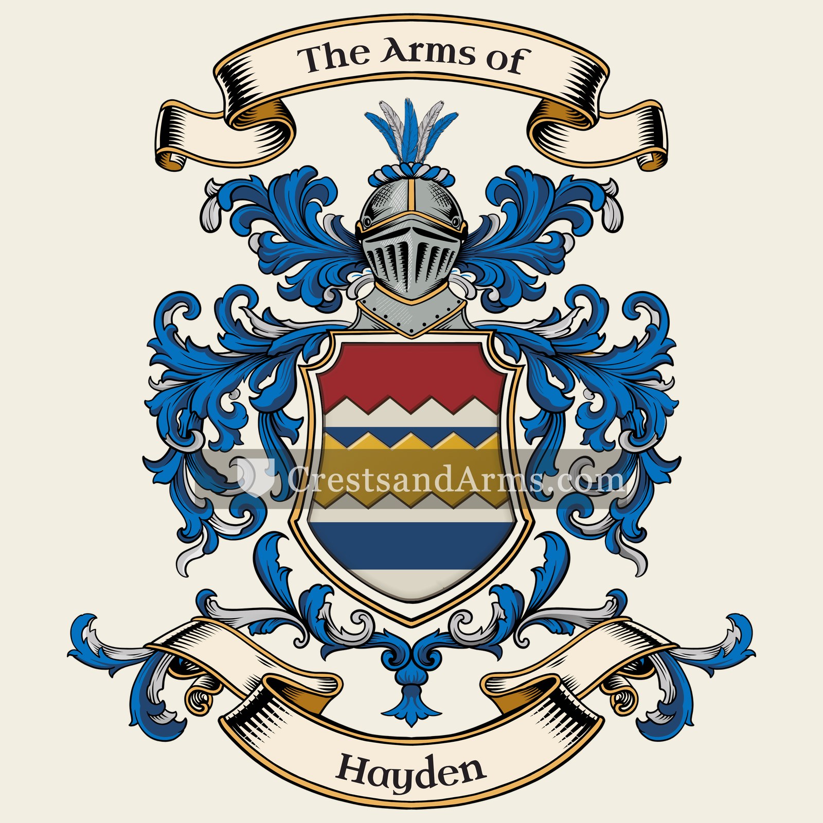 The Hayden coat of arms, drawn from the recorded blazon