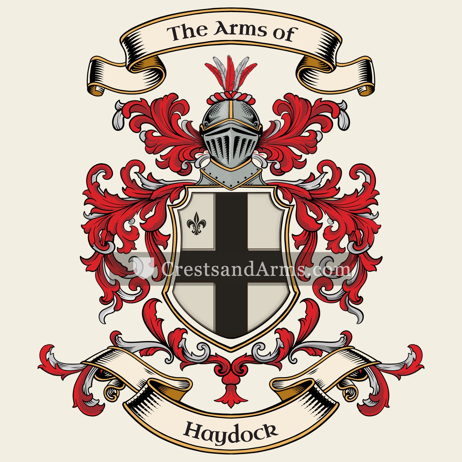 The Haydock coat of arms, drawn from the recorded blazon