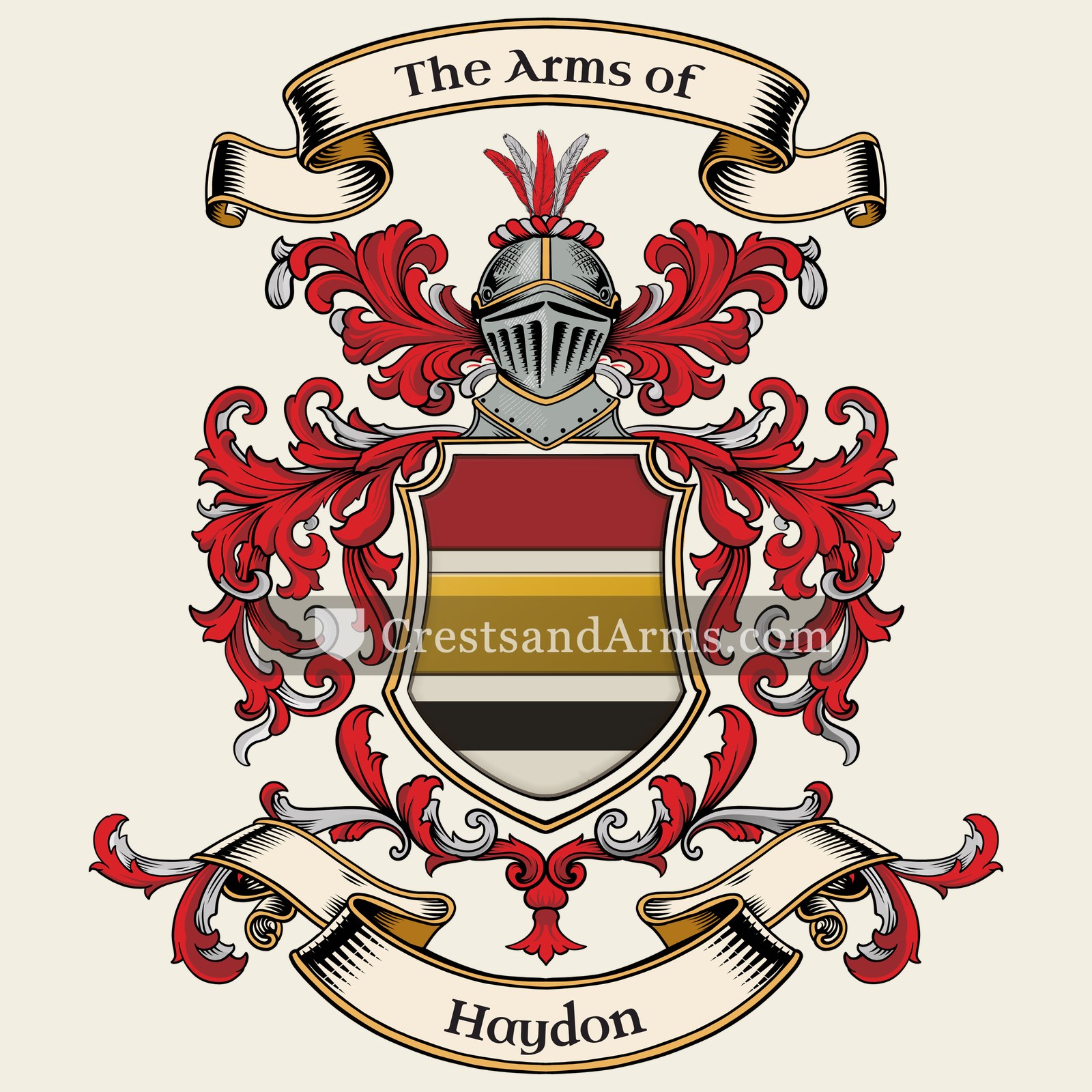 The Haydon coat of arms, drawn from the recorded blazon