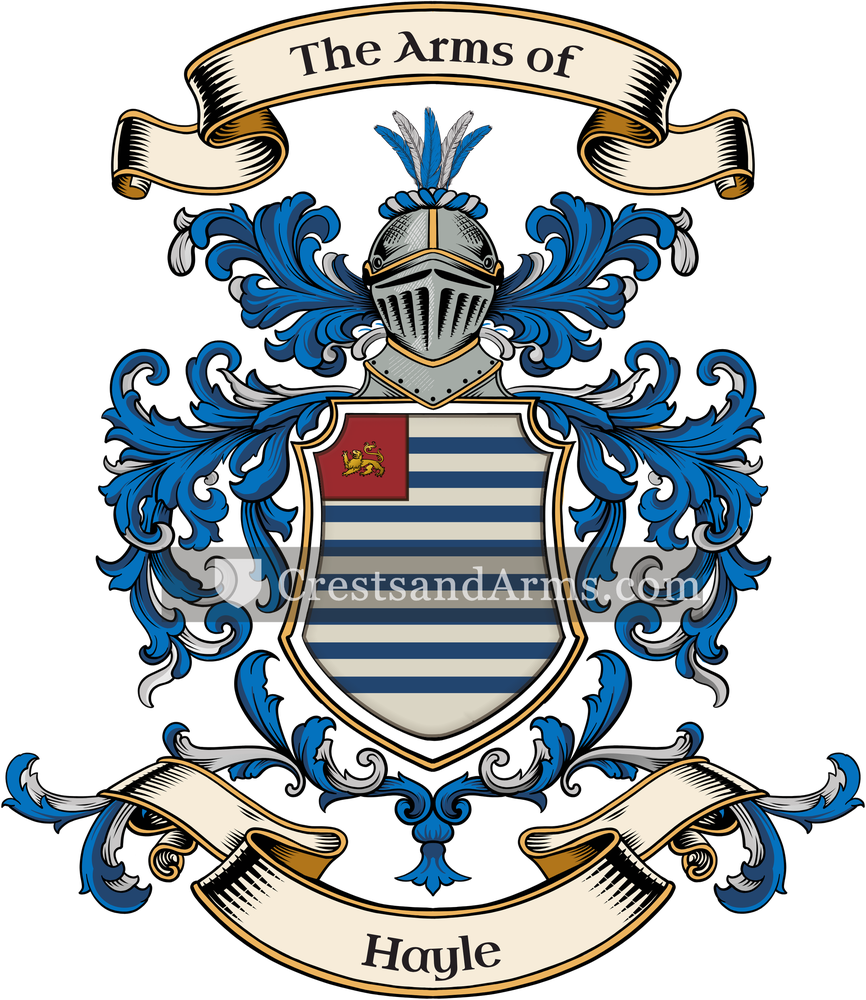 The Hayle coat of arms, drawn from the recorded blazon
