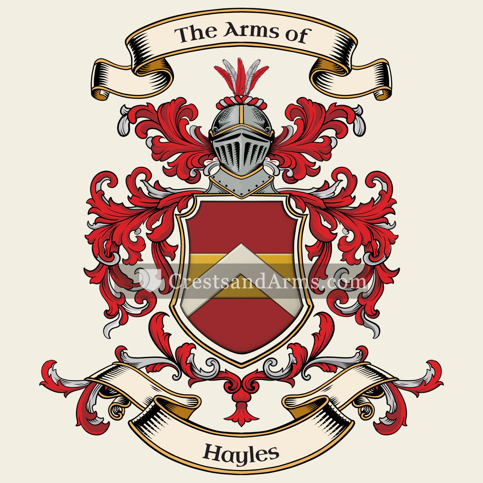 The Hayles coat of arms, drawn from the recorded blazon