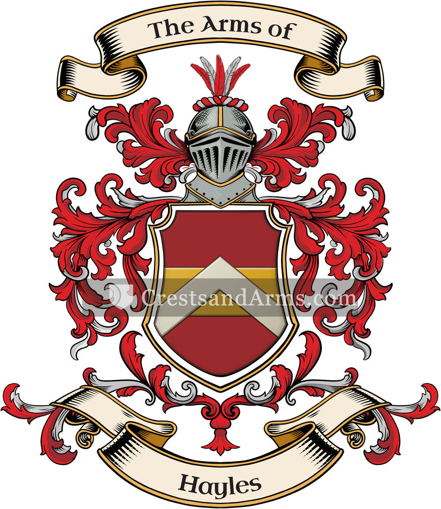 The Hayles coat of arms, drawn from the recorded blazon