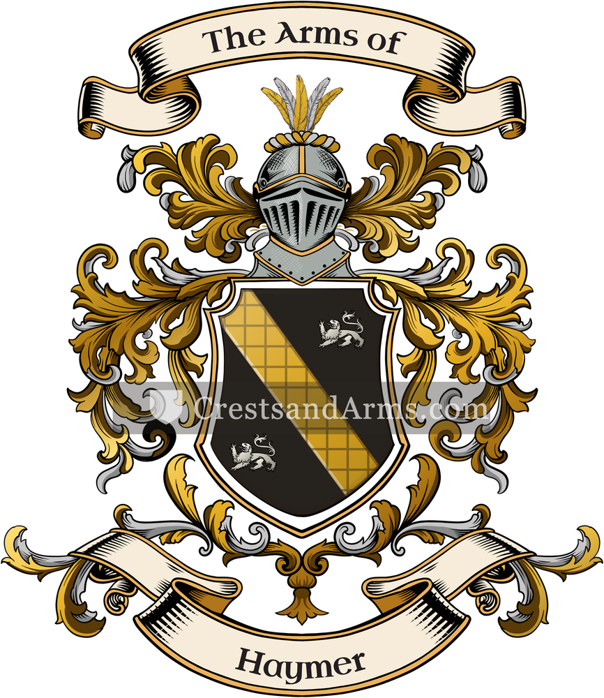 The Haymer coat of arms, drawn from the recorded blazon