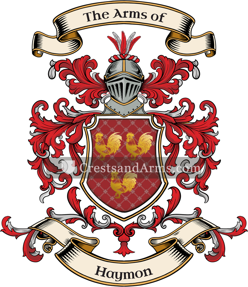 The Haymon coat of arms, drawn from the recorded blazon