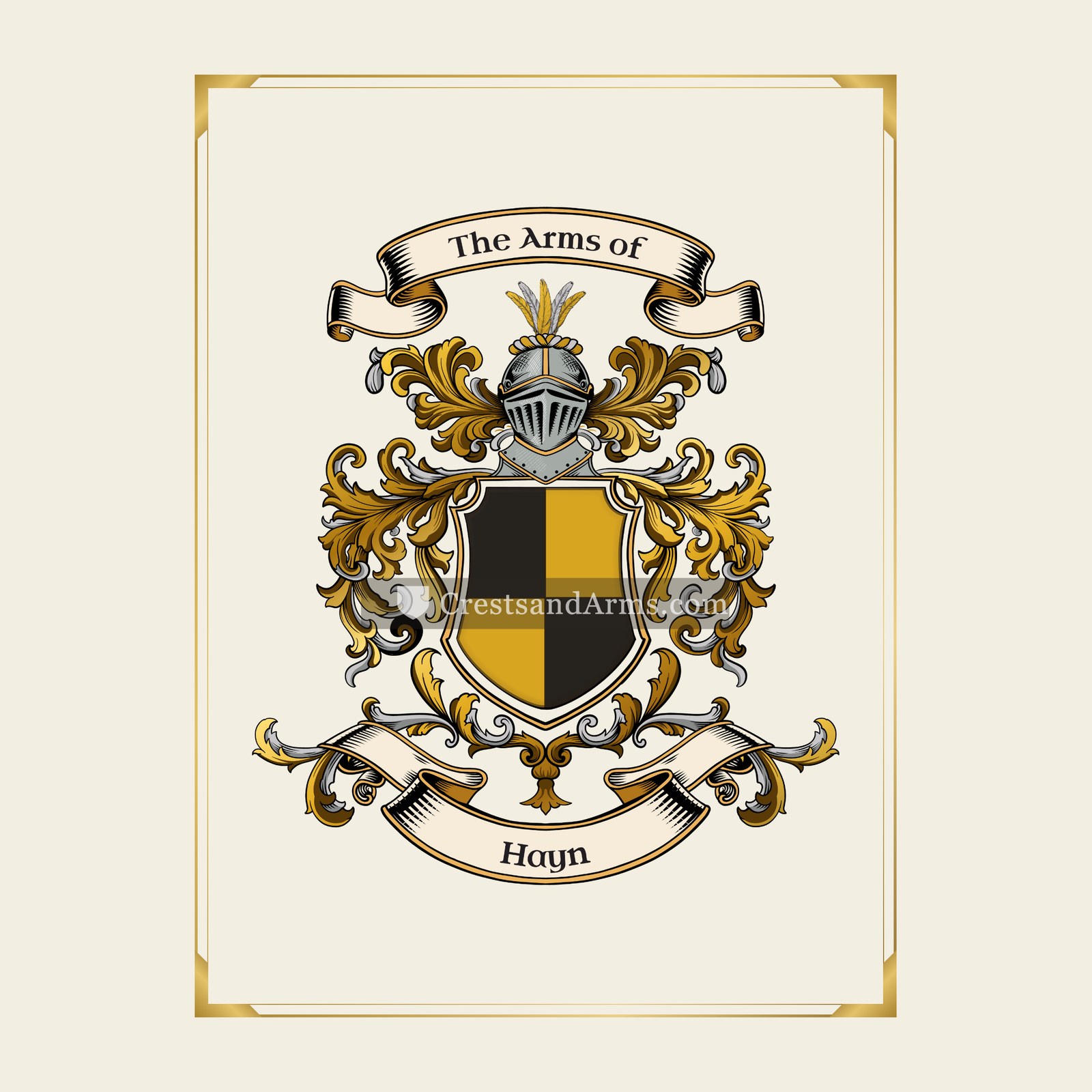 With gold border