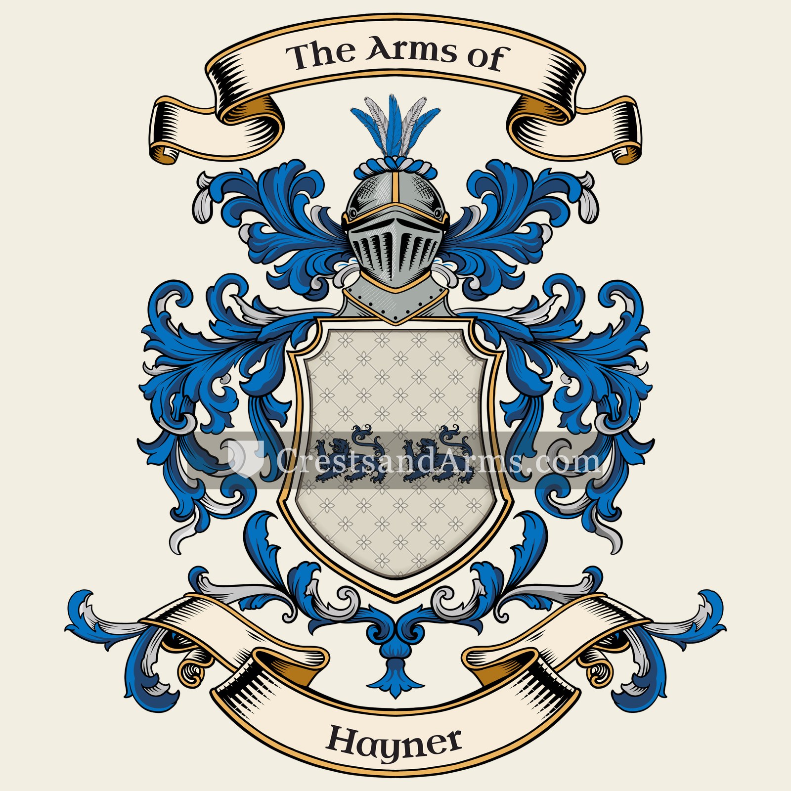 The Hayner coat of arms, drawn from the recorded blazon