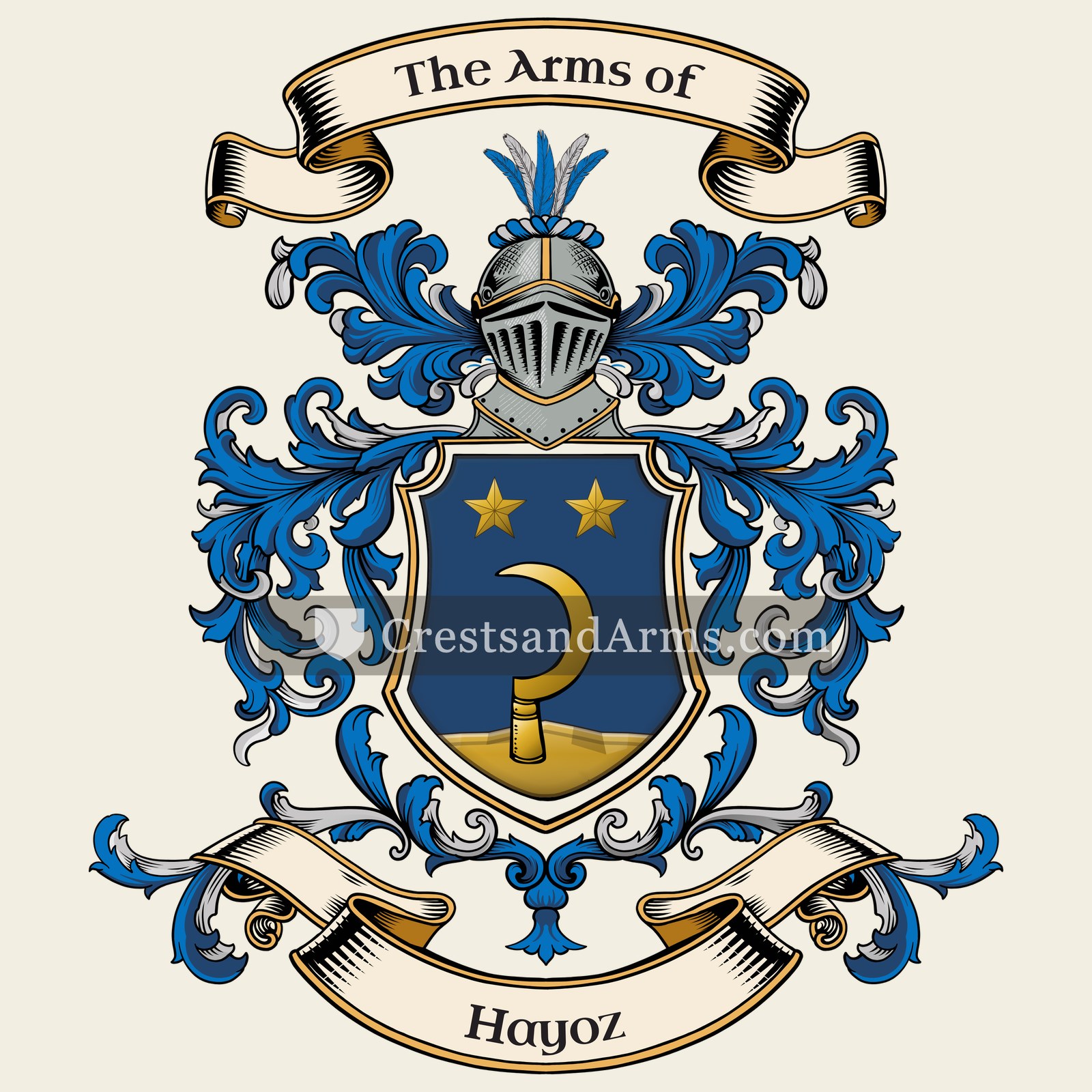 The Hayoz coat of arms, drawn from the recorded blazon
