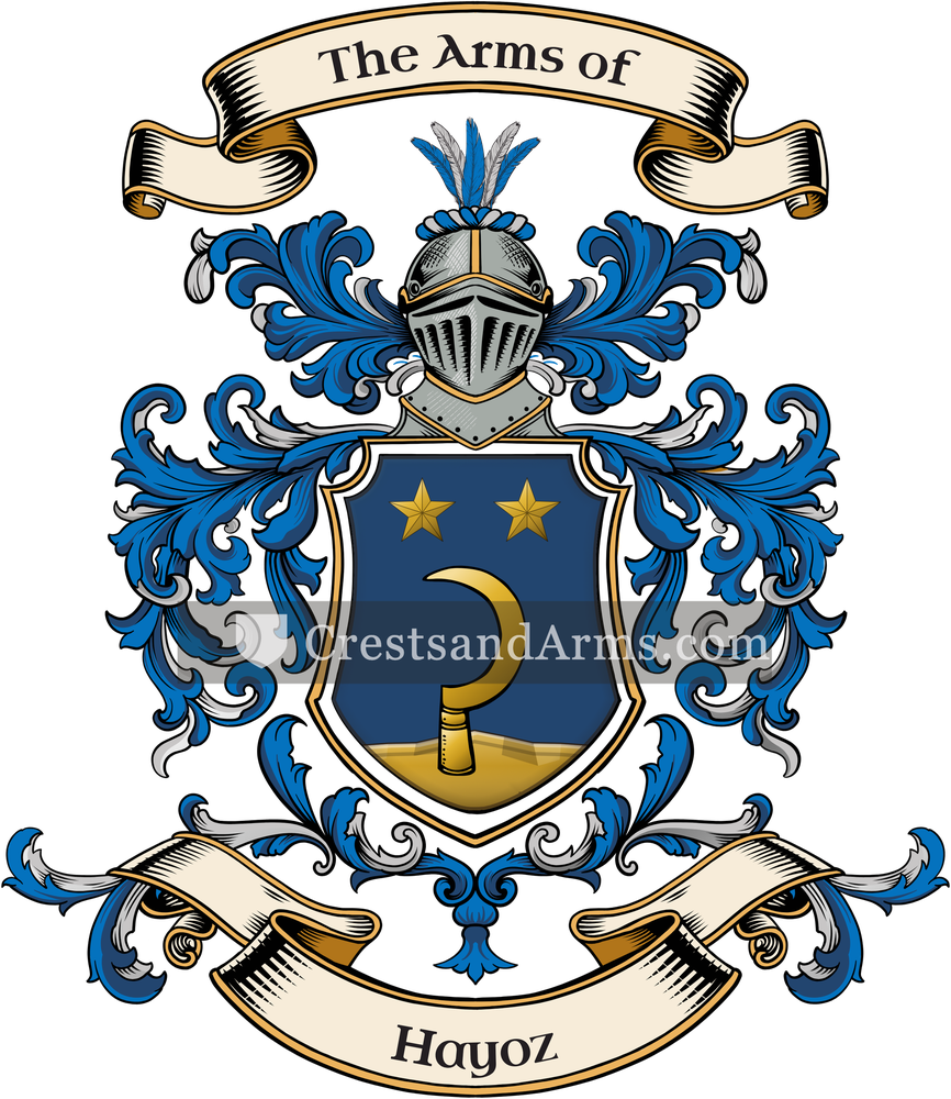 The Hayoz coat of arms, drawn from the recorded blazon