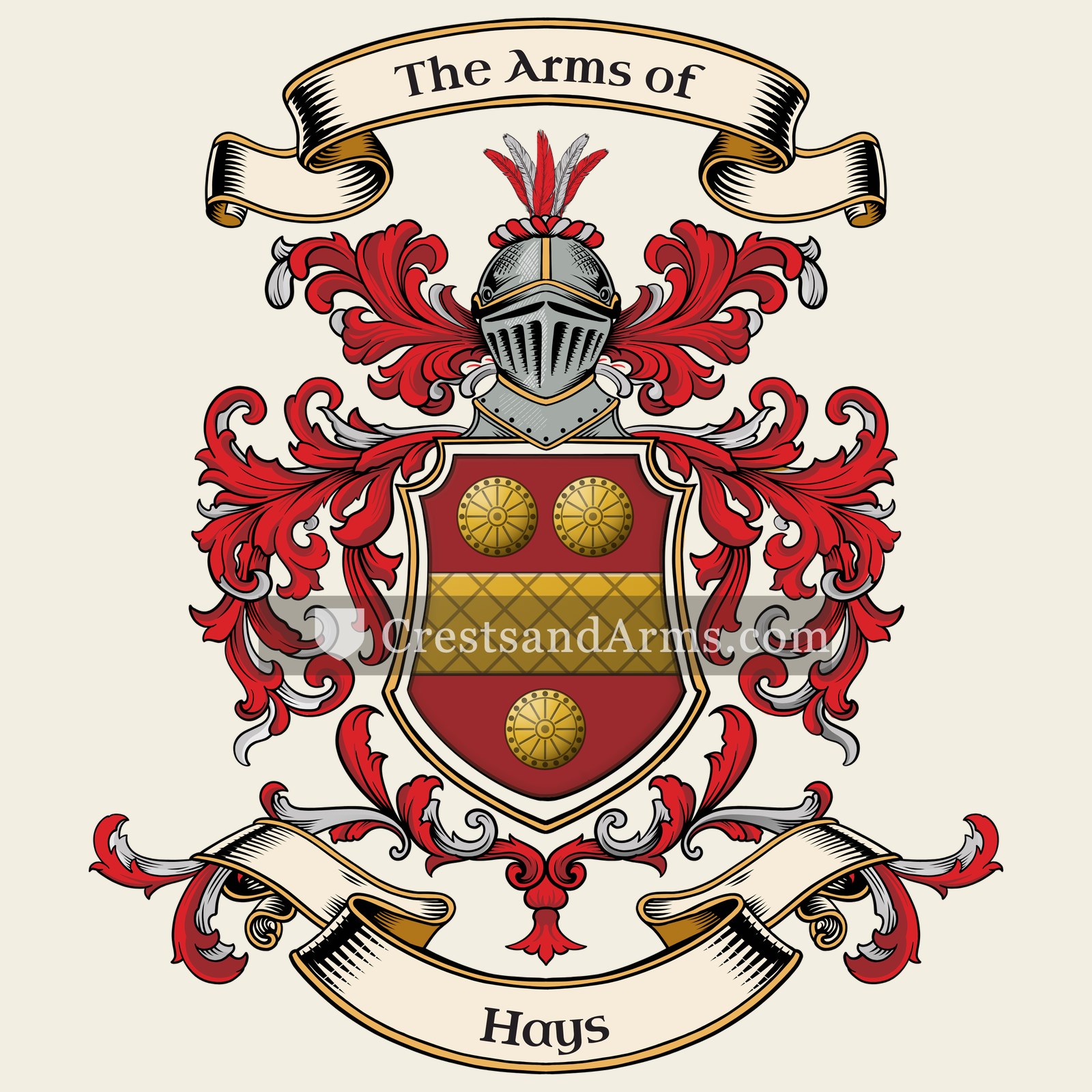 The Hays coat of arms, drawn from the recorded blazon