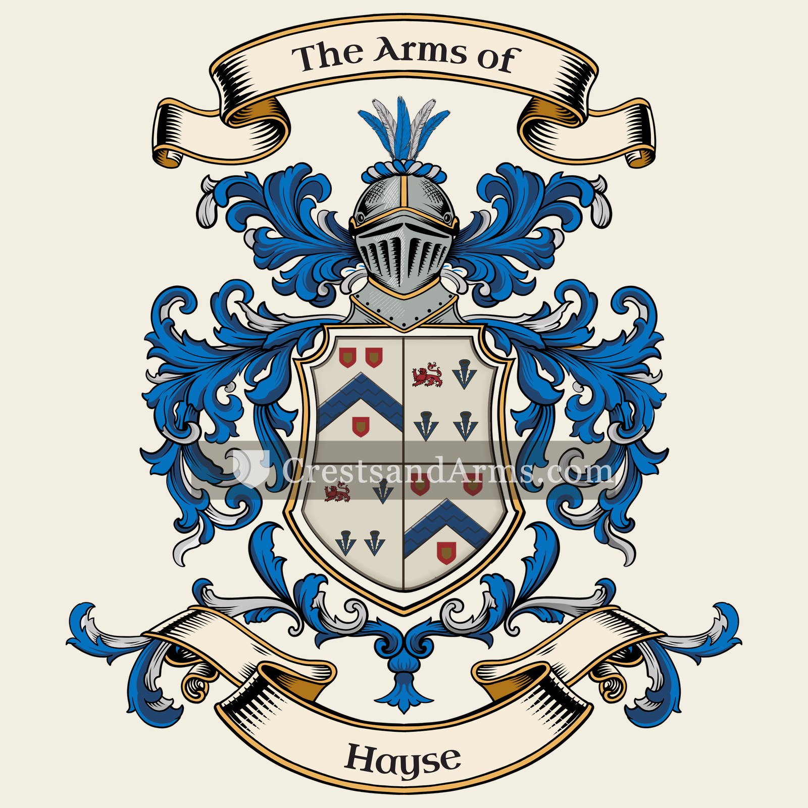 The Hayse coat of arms, drawn from the recorded blazon