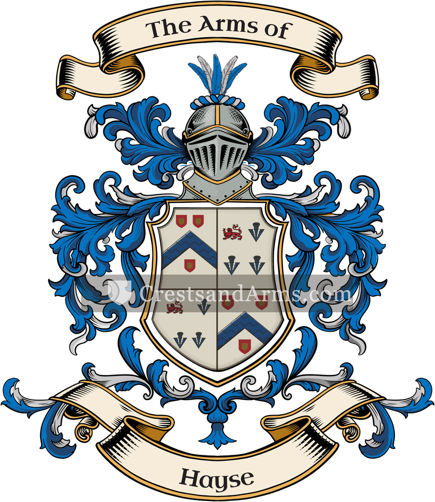 The Hayse coat of arms, drawn from the recorded blazon