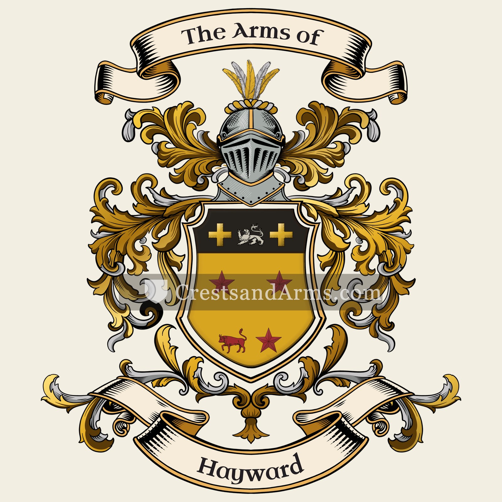 The Hayward coat of arms, drawn from the recorded blazon