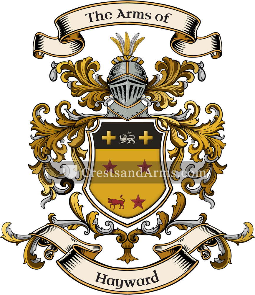 The Hayward coat of arms, drawn from the recorded blazon