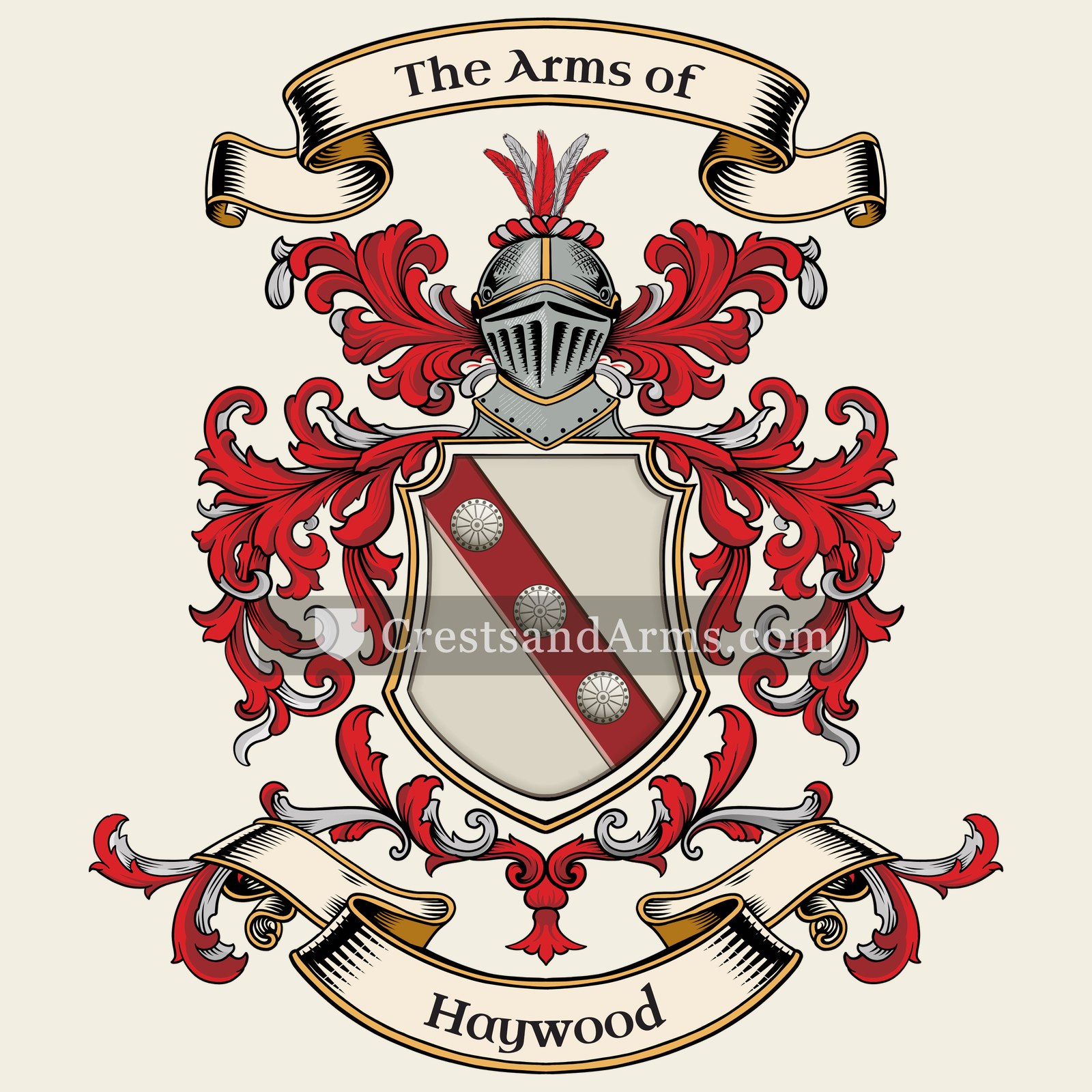 The Haywood coat of arms, drawn from the recorded blazon