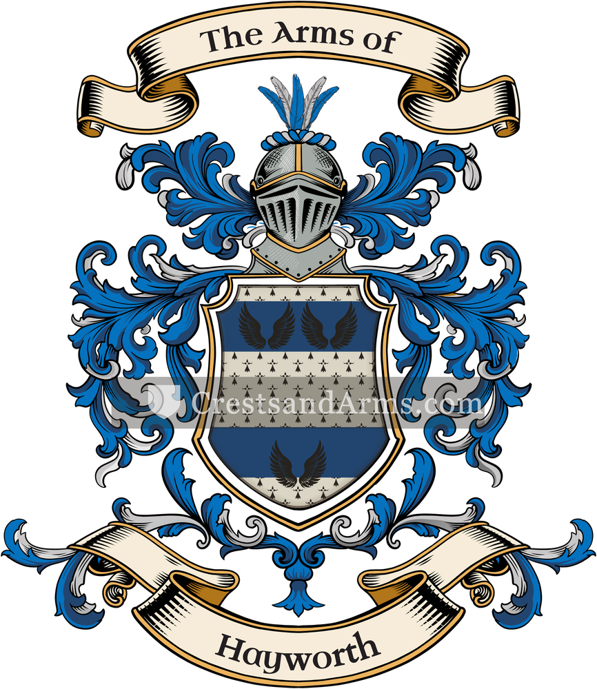 The Hayworth coat of arms, drawn from the recorded blazon