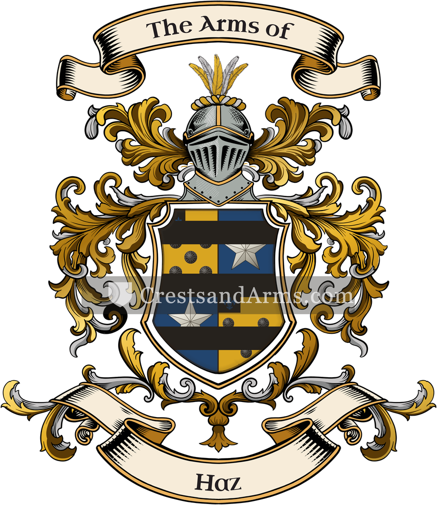 The Haz coat of arms, drawn from the recorded blazon