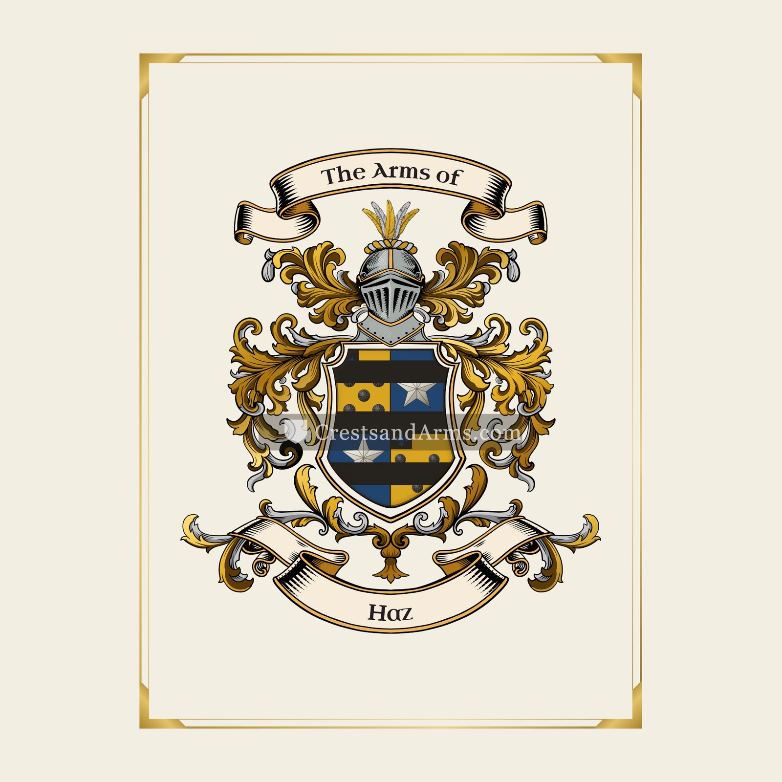With gold border