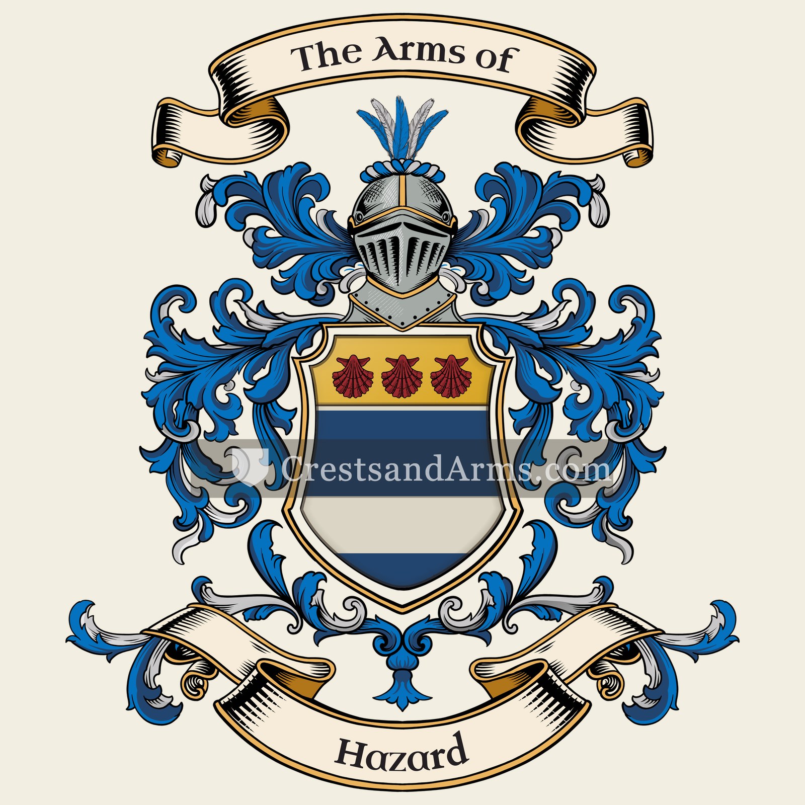 The Hazard coat of arms, drawn from the recorded blazon