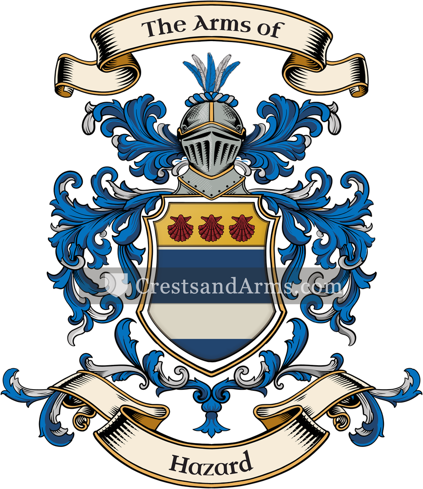 The Hazard coat of arms, drawn from the recorded blazon
