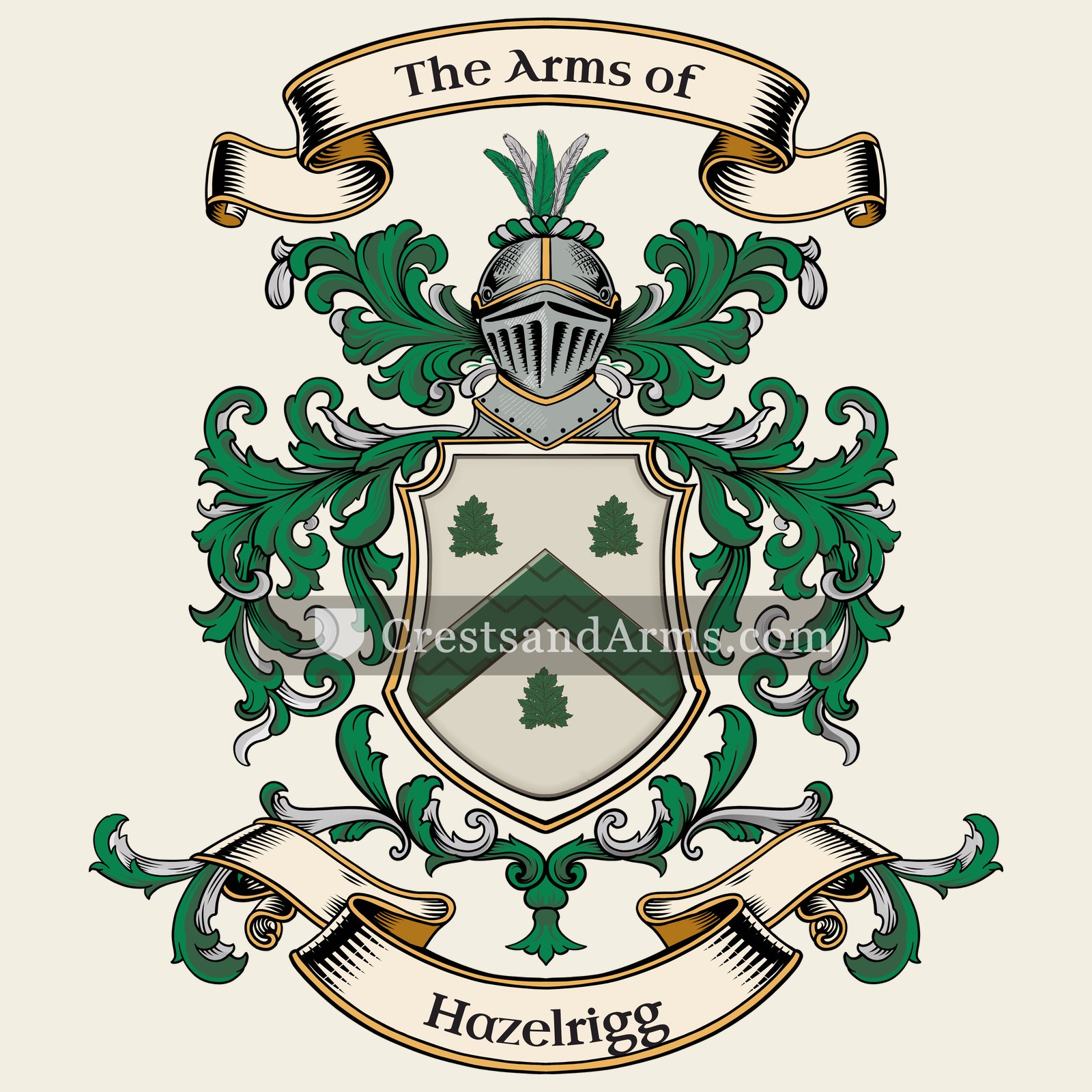 The Hazelrigg coat of arms, drawn from the recorded blazon
