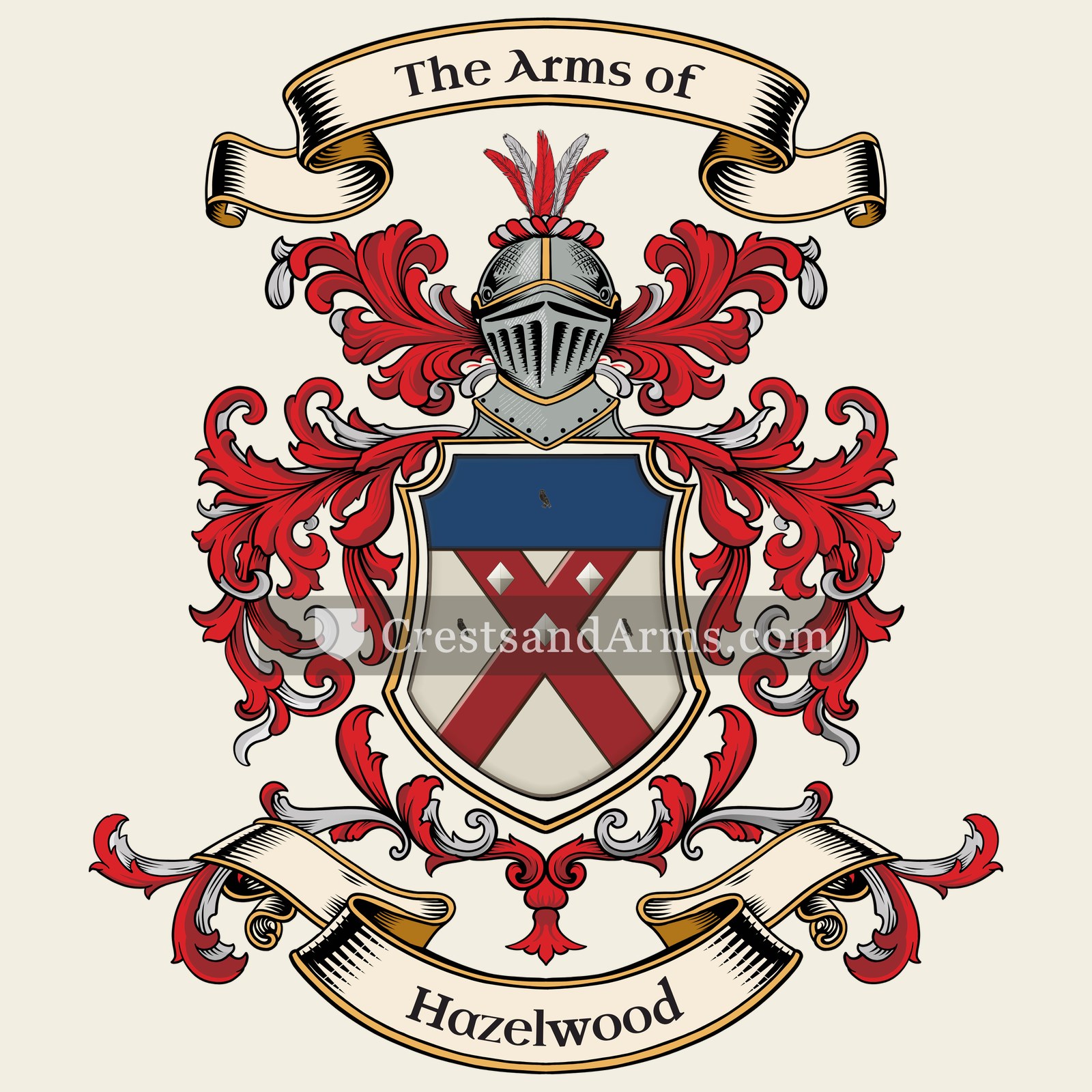 The Hazelwood coat of arms, drawn from the recorded blazon