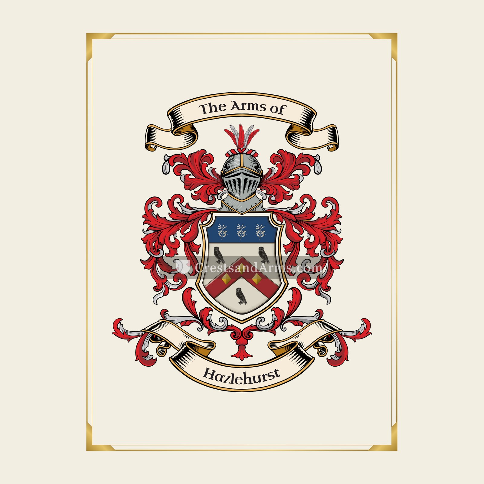 With gold border