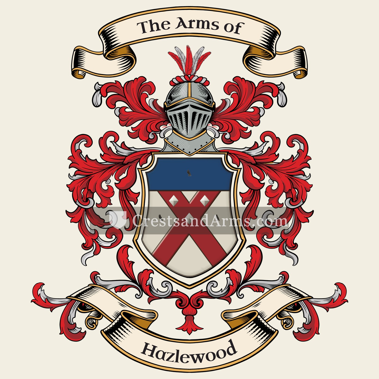 The Hazlewood coat of arms, drawn from the recorded blazon