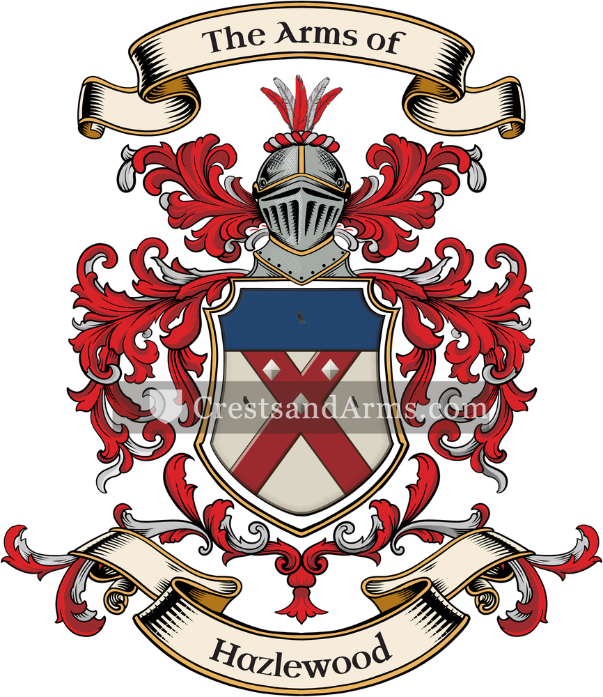 The Hazlewood coat of arms, drawn from the recorded blazon