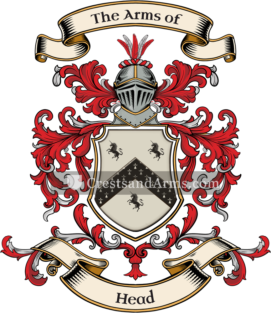 The Head coat of arms, drawn from the recorded blazon