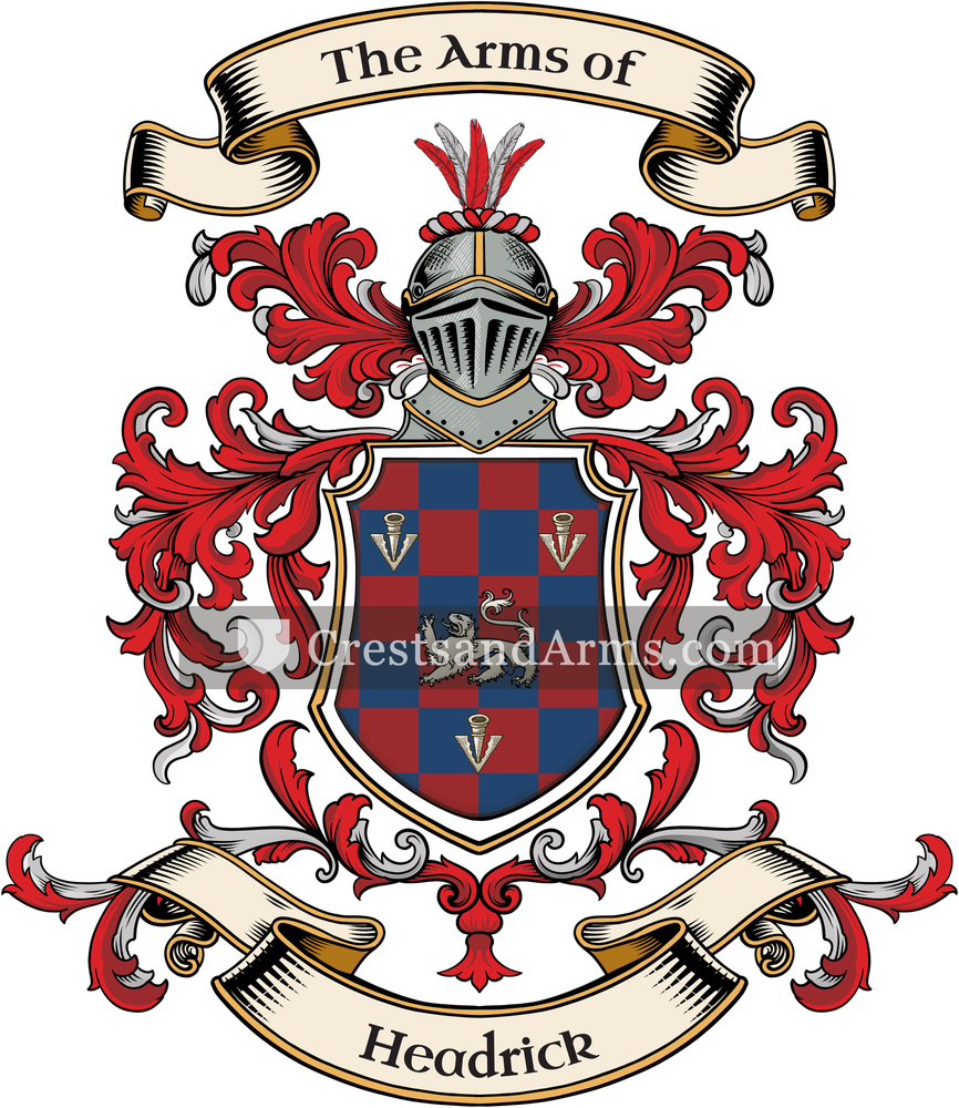The Headrick coat of arms, drawn from the recorded blazon