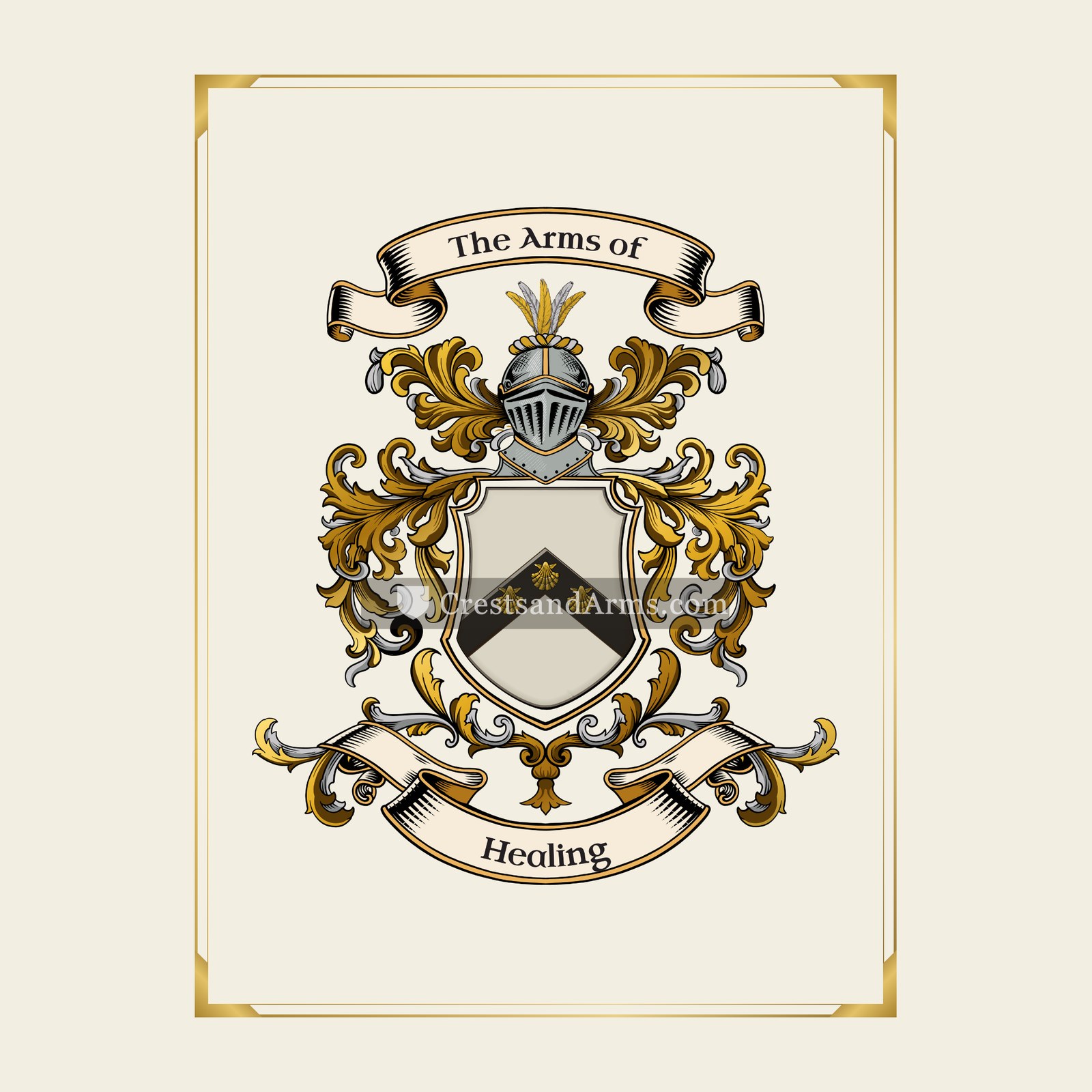 With gold border