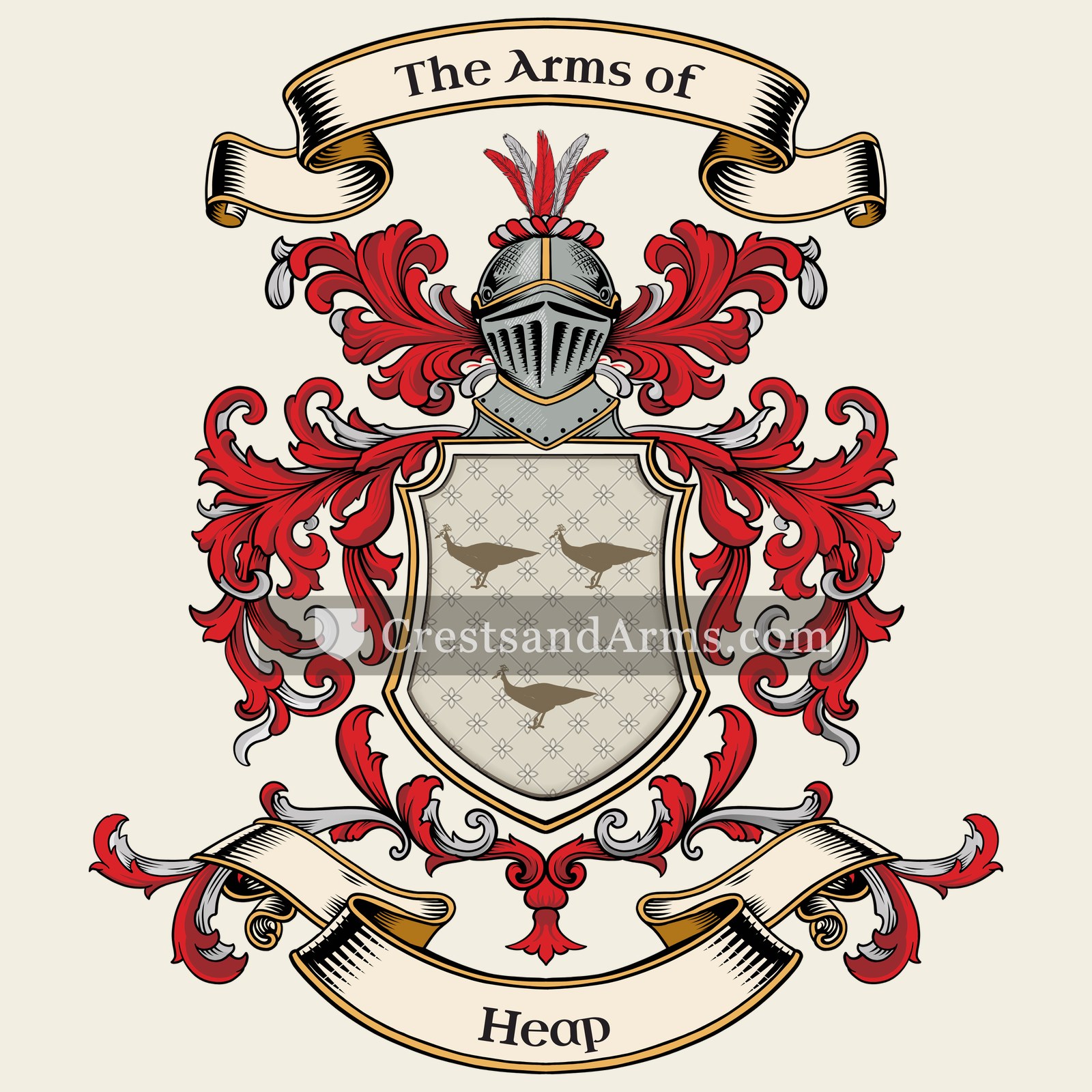 The Heap coat of arms, drawn from the recorded blazon