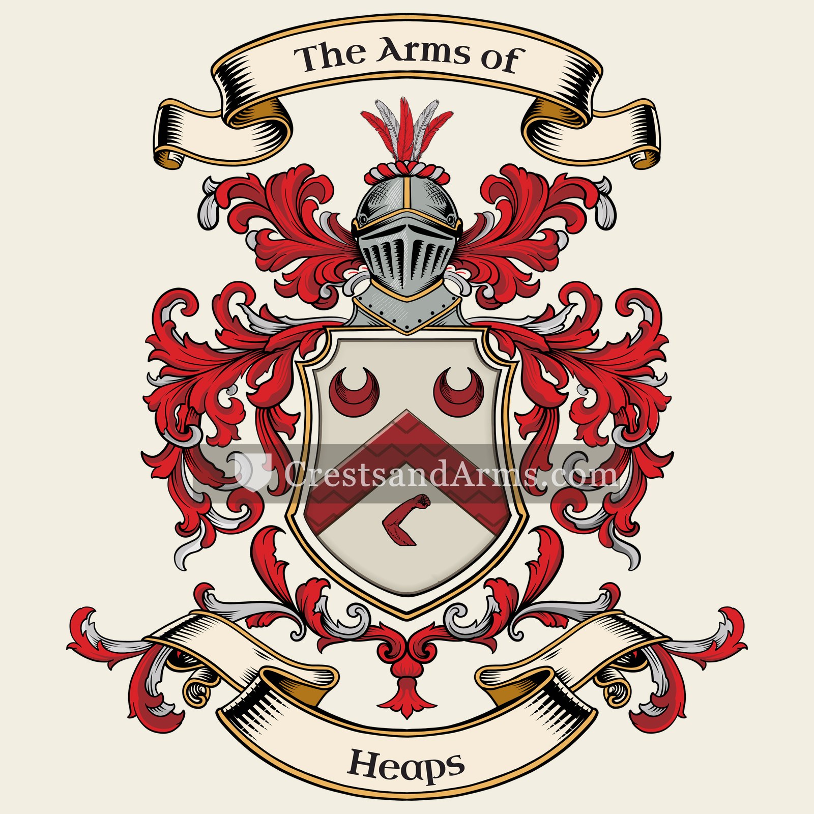 The Heaps coat of arms, drawn from the recorded blazon