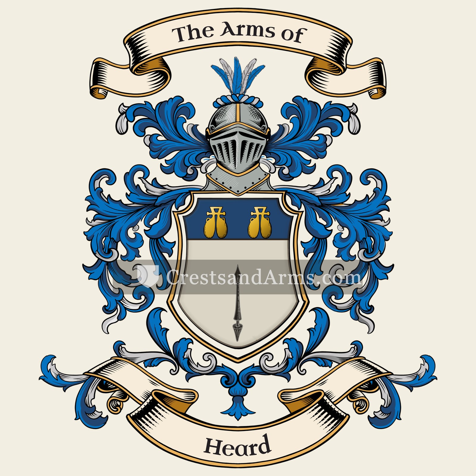 The Heard coat of arms, drawn from the recorded blazon