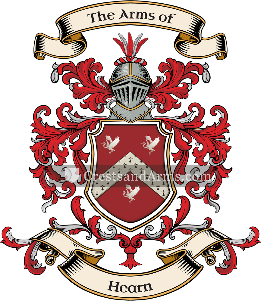 The Hearn coat of arms, drawn from the recorded blazon